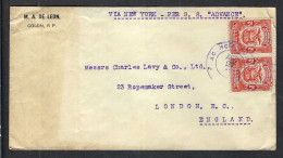PANAMA Ca.1920: LSC De Colon Pour Londres (Grande Bretagne) Via New-York Per S.S. "Advance" - Panama