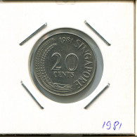 20 CENTS 1981 SINGAPORE Coin #AR380.U - Singapur