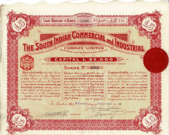 Titre De 1908 - The South Indian Commercial And Industrial - Company Limited - - Asia