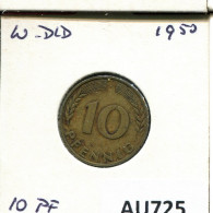 10 PFENNIG 1950 F BRD DEUTSCHLAND Münze GERMANY #AU725.D - 10 Pfennig