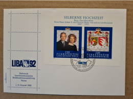 LETTRE LIECHTENSTEIN 1er Jour Vaduz 1992 SILBERNE HOCHZEIT - Briefe U. Dokumente