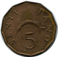 5 SENTI 1966 TANZANIA Coin #AR205.U - Tanzanía