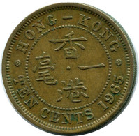 10 CENTS 1965 HONGKONG HONG KONG Münze #AY604.D - Hongkong