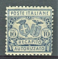 REGNO 1928 RECAPITO AUTORIZZATO DENT. 11 SASSONE N. 1 ** MNH - Posta Pneumatica