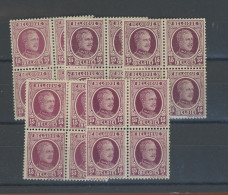 195  15c  **/*.  Nuances Couleurs  Kleuren Farben  5 Blocs De 4ex  Cote  -€  ? - 1922-1927 Houyoux