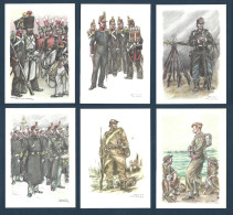 6 Cartes Collection Uniformes Belges - Infanterie De Ligne - Illustrateur James Thiriar - Historia - Uniformes