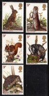 2610B- GREAT BRITAIN - 1977 - SCOTT#: 816-820 - MNH - RABBIT, SQUIRREL, OTTER, BADGER - Lapins