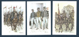 3 Cartes Collection Uniformes Belges - Lanciers - Illustrateur James Thiriar - Historia - Uniformes