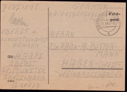 601042 | Kriegsgefangenenpost POW, Zensur, Aus Dem Grosslager | Munster (W 3042) - OC38/54 Belgische Bezetting In Duitsland