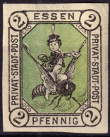 ALLEMAGNE / GERMANY - DR Privatpost ESSEN (Privat-Stadt-Post) 3p Green & Black - No Gum - Privatpost