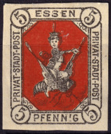 ALLEMAGNE / GERMANY - DR Privatpost ESSEN (Privat-Stadt-Post) 5p Red & Black - No Gum - Postes Privées & Locales