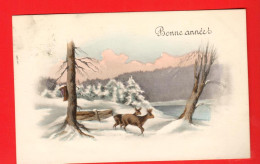 KAW-18  Bonne Année Biches Dans La Neige. Circulé 1912 - Neujahr