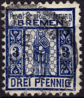 ALLEMAGNE / GERMANY - DR Privatpost BREMEN (Privat-Briefbeförderung) 3p Blue - VF Used - Privatpost