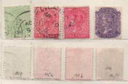 Australien South Australia 1905-11 MiNr.: 107; 108a/b; 109 Gestempelt, Used Sg: 293, 294, 294a, 295 - Used Stamps