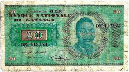 KATANGA - 20 Francs 21.11.60 - République Démocratique Du Congo & Zaïre