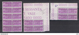 REPUBBLICA:  1955/81  PACCHI  IN  CONCESSIONE  -  £. 90  LILLA  N. -  RIPETUTO  9  VOLTE  -  GOMMA  BICOLORE  - SASS. 11 - Consigned Parcels