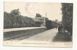 Cp, Chemin De Fer, La Gare Avec Train, 95, SARCELLES SAINT BRICE, Voyagée , F.M.. 232 E REGT. TERRITORIAL D'INFANTERIE - Estaciones Con Trenes