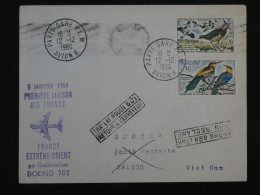 BQ16 FRANCE  BELLE LETTRE  RR 1961 1ER VOL AIR FRANCE PARIS A SAIGON VIETNAM   +AFF. PLAISANT++++ - 1960-.... Storia Postale