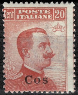 Italy / Aegean Colonies Cos 1916  20C Brownish Red Perf: 14 / Watermarked - Aegean (Coo)