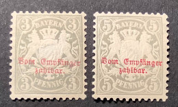 Bayern Portomarken Mi 7-8  TADELLOS & FRISCH 1882-1885 Wz 3, 3Pf+5Pf * (Baviére Bavaria Postage Due Timbre Taxe VF MHOG - Nuovi