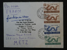 C VIETNAM   BELLE LETTRE CURIOSITé 1952  SAIGON A METZ FRANCE +FETES DES AMES ERRANTES +AFF. INTERESSANT+ - Viêt-Nam