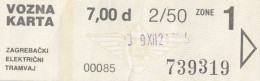 ZET Zagreb Croatia Electric Tram Tramway Ticket 1984 - 7 DIN - Europe