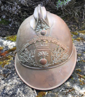 Original WW1 Casque Pompier 1895 Français De BELLOT (seine Et Marne ) - Pompiers