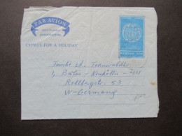 Zypern 1978 Nicosia Aerogramme Luftpostleichtbrief / Cyprus For A Holiday Nach Berlin Gesendet - Cartas