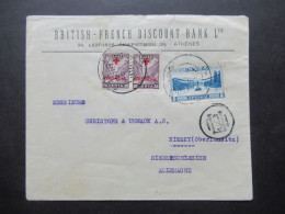 Griechenland 1920er Jahre Umschlag British French Discount Bank Leoforos Athen Nach Niesky Oberlausitz Niederschlesien - Storia Postale