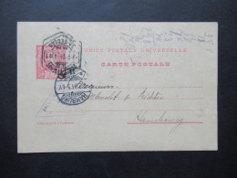 Portugal 1904 Ganzsache 25 Reis Mit Dreieckstempel Nach Hamburg Mit Ank. Stempel - Entiers Postaux