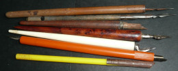 Rare Lot 7 Portes-plumes Anciens, Bois Et Plastique, Porte-plume - Federn