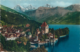 Postcard Switzerland Oberhofen Mit Eiger Monch Und Jungfrau - Oberhofen Am Thunersee