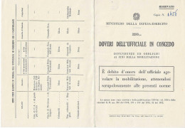 MINISTERO DELLA DIFESA - DOVERI DELL'UFFICIALE IN CONGEDO 1952 - Documents