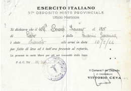 R.S.I. REPUBBLICA SOCIALE ITALIANA 37° DEPOSITO MISTO PROVINCIALE - POSTA DA CAMPO N. 751 BOLOGNA 1944 - Documents