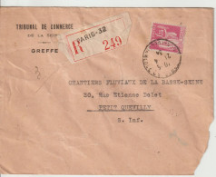 France Lettre Recommandée 1934 Paris 32 Pour Petit Quevilly Avec 289 - 1921-1960: Période Moderne