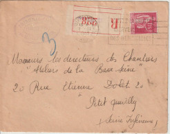 France Lettre Recommandée 1933 Montpellier Pour Petit Quevilly Avec 289 - 1921-1960: Modern Tijdperk