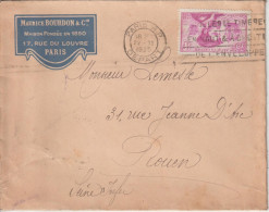 France Lettre 1935 Paris Pour Rouen Avec Cartier 296 Seul Sur Lettre - 1921-1960: Moderne