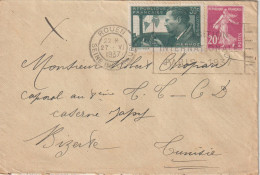 France Lettre 1937 De Rouen Pour Bizerte Tunisie - 1921-1960: Periodo Moderno