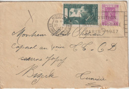 France Lettre 1937 De Rouen Pour Bizerte Tunisie - 1921-1960: Période Moderne