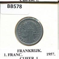 1 FRANC 1957 FRANCIA FRANCE Moneda #BB578.E - 1 Franc