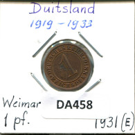 1 RENTENPFENNIG 1931 E ALEMANIA Moneda GERMANY #DA458.2.E - 1 Renten- & 1 Reichspfennig