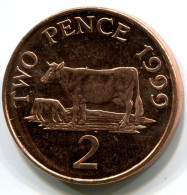 2 PENNI 1999 GUERNSEY UNC Moneda QUEEN GUERNSEY COW #W11087.E - Guernesey