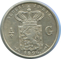 1896 1/4 GULDEN INDIAS ORIENTALES DE LOS PAÍSES BAJOS PLATA #AE851.27.E - Dutch East Indies