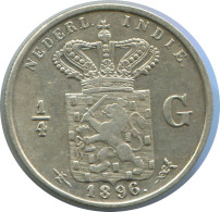 1896 1/4 GULDEN INDIAS ORIENTALES DE LOS PAÍSES BAJOS PLATA #AE851.27.E - Indes Néerlandaises
