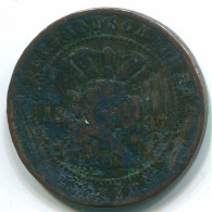 1 CENT 1897 INDIAS ORIENTALES DE LOS PAÍSES BAJOS INDONESIA Copper #S10064.E - Niederländisch-Indien