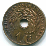 1 CENT 1945 P INDIAS ORIENTALES DE LOS PAÍSES BAJOS INDONESIA Bronze #S10358.E - Dutch East Indies