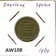 THREEPENCE 1960 UK GBAN BRETAÑA GREAT BRITAIN Moneda #AW108.E - F. 3 Pence