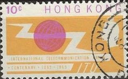 HONG KONG 1965 Centenary Of ITU -  10c - ITU Emblem FU - Usati