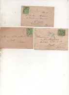 Sage No 106 - 5 Ctes - Vert Jaune - Sur 3 Enveloppes - - 1898-1900 Sage (Type III)
