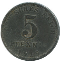 5 PFENNIG 1919 A ALLEMAGNE Pièce GERMANY #AD542.9.F - 5 Rentenpfennig & 5 Reichspfennig